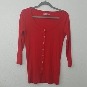 MICHAEL Stars pima Cotton cardigan sweater red